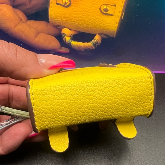 Yellow Mini Bag with Pink and Brown Accents - Picture 5 of 8